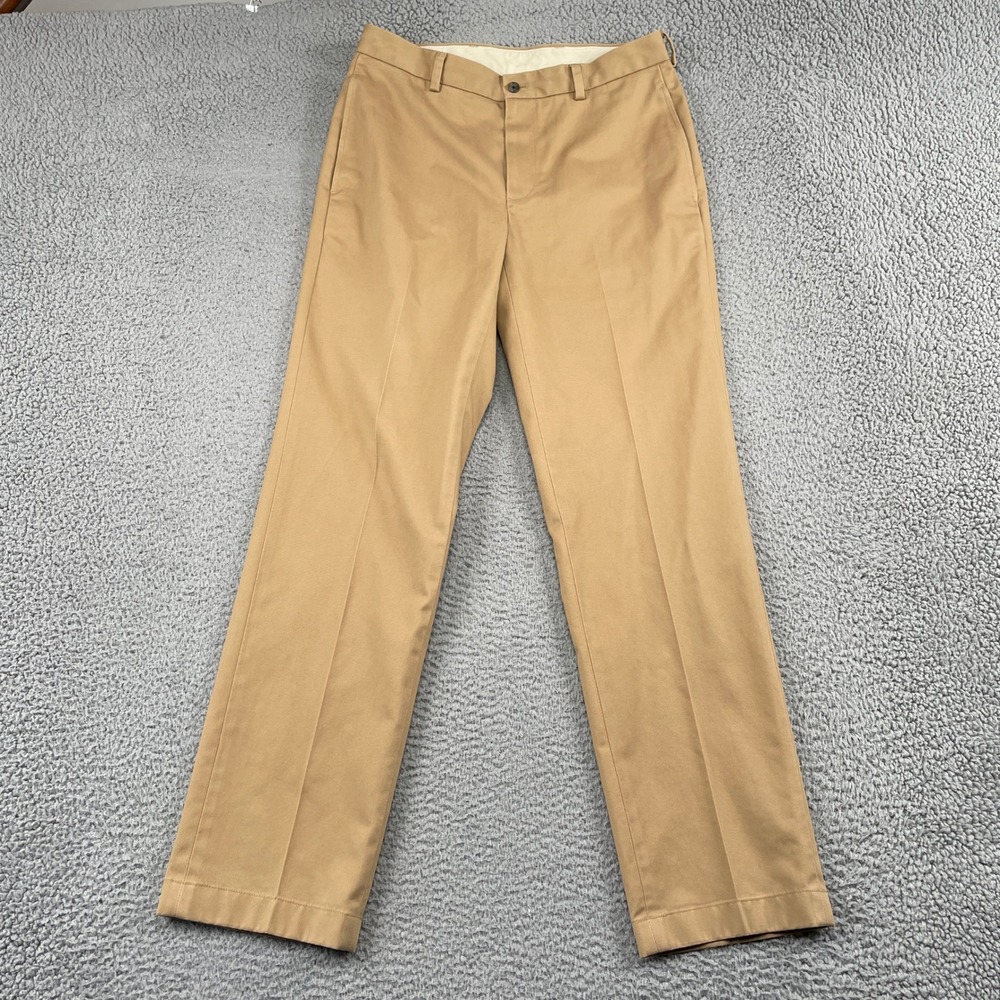 Brooks Brothers Chino Mens 32x32 Khaki Advantage Chino Clark Flat Front Cotton